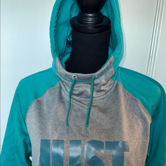 Nike Size Large Hoodie- Therma-Fit Grey with Teal Sleeves & Hood Green ‘DO IT.’ - Picture 4 of 10
